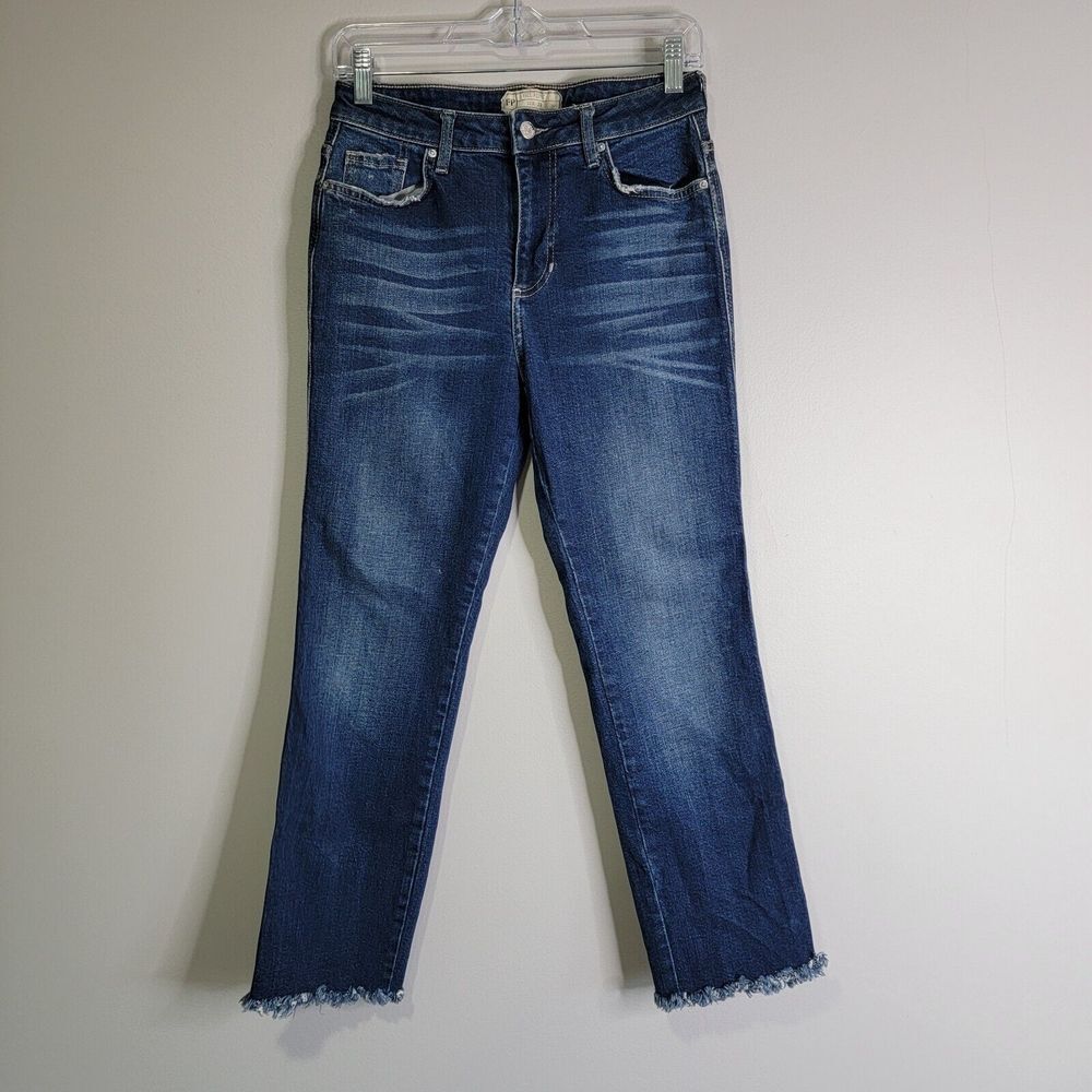 Free People Women's Distressed Raw Hem Blue Denim Jeans Tag 26 Measures 28